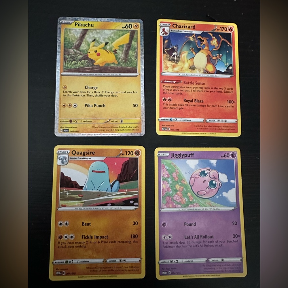 Pokemon Card Collection - Pikachu, Charizard, Quagsire, Jigglypuff